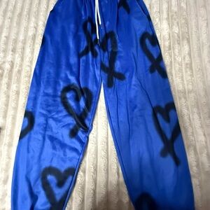 SHEIN Blue Heart Print Joggers